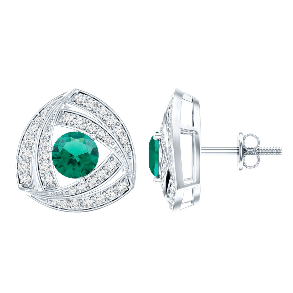 1 Carat Lab Grown Emerald Triangle Stud Earrings in Sterling Silver