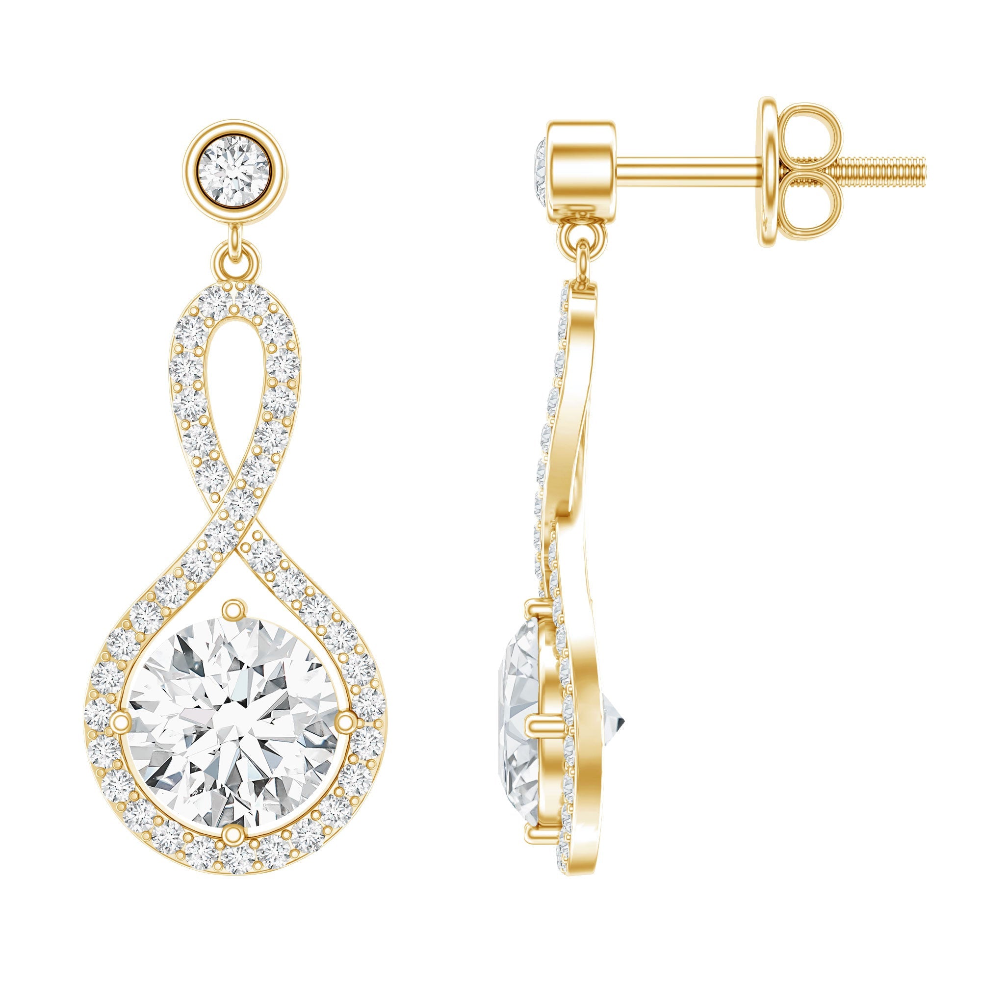 6 MM Lab Grown Diamond Infinity Dangle Earrings For Women