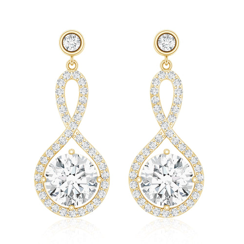 6 MM Lab Grown Diamond Infinity Dangle Earrings For Women