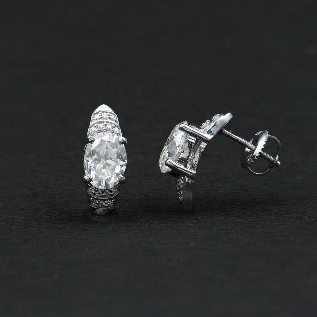 2 Carat Oval Lab Grown Diamond Vintage Style Stud Earrings