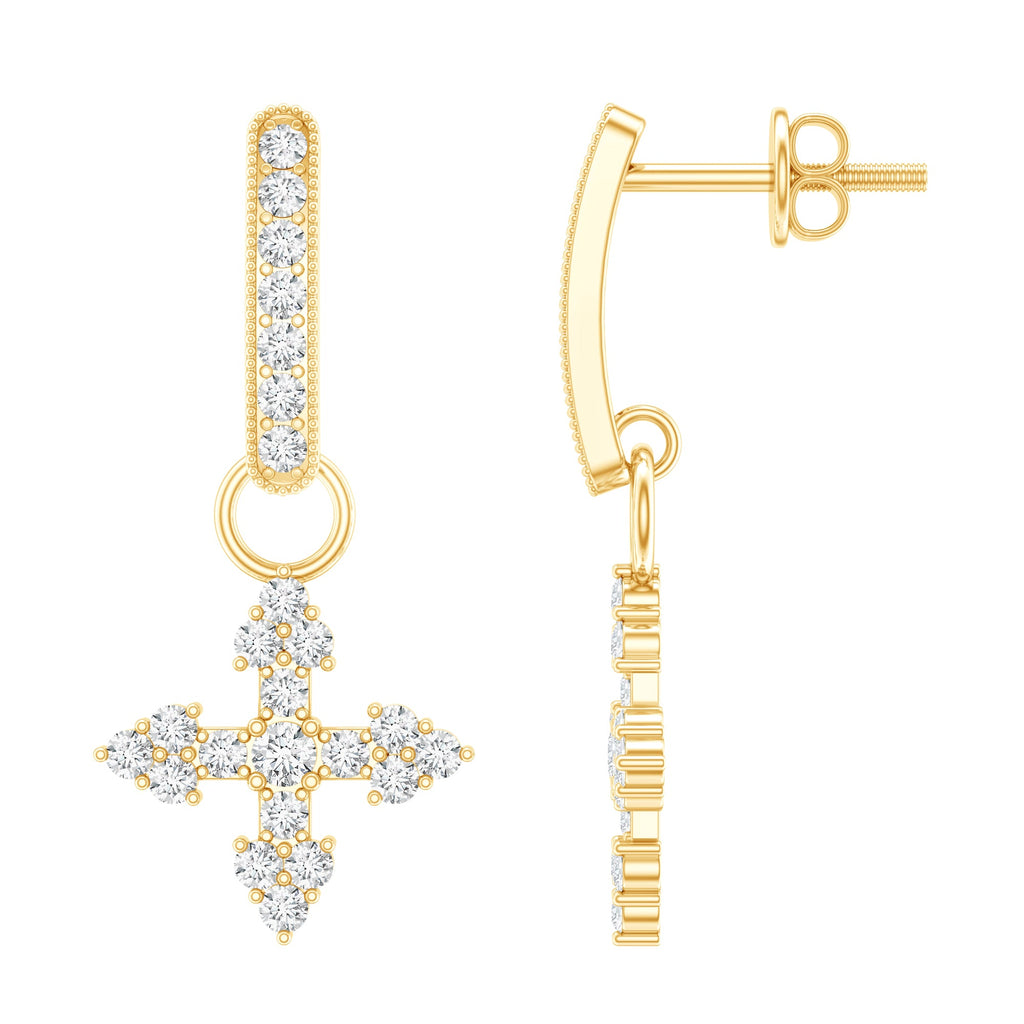 Certified Lab Grown Diamond Cross Drop Earrings For Her