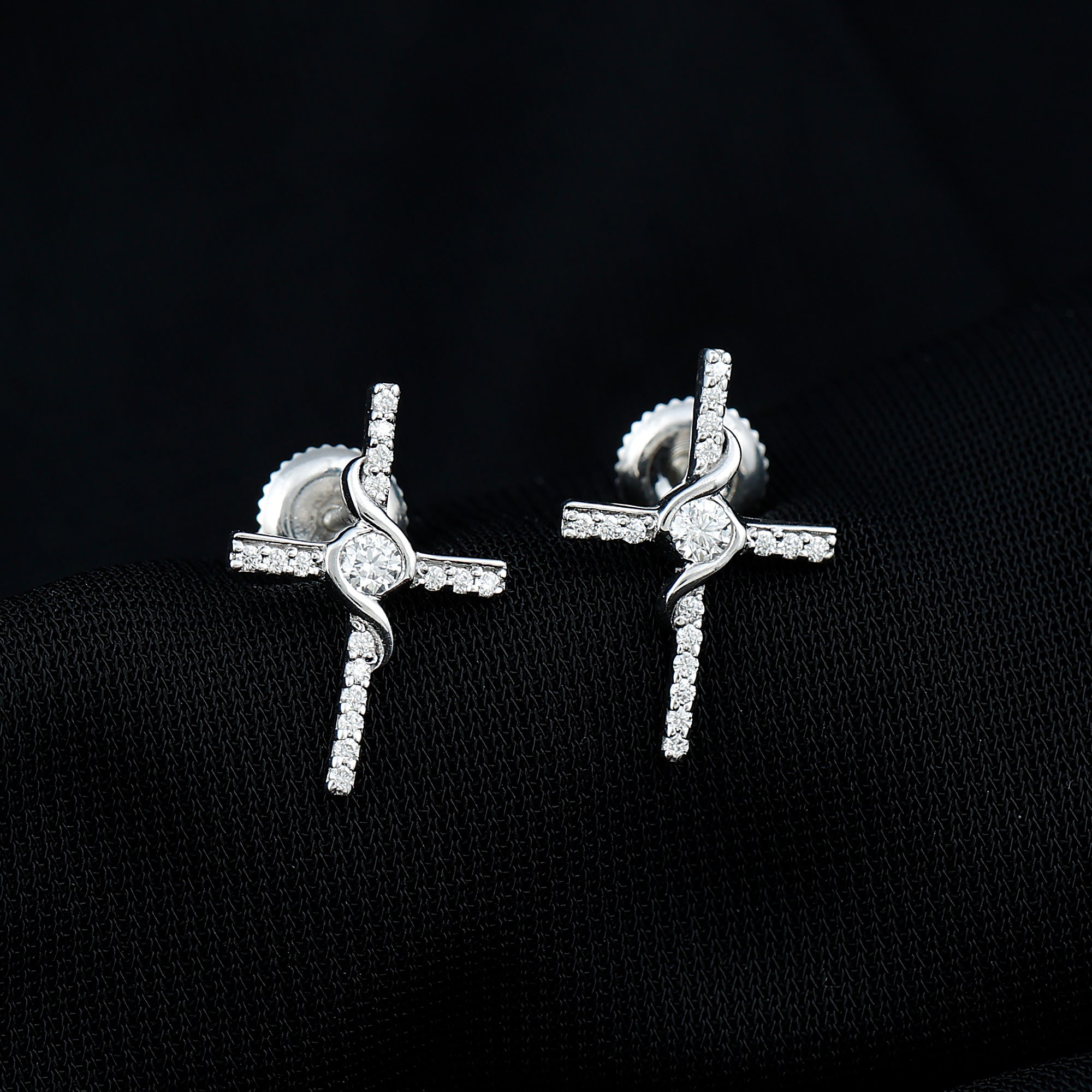 Certified Lab Grown Diamond Religious Cross Earrings
