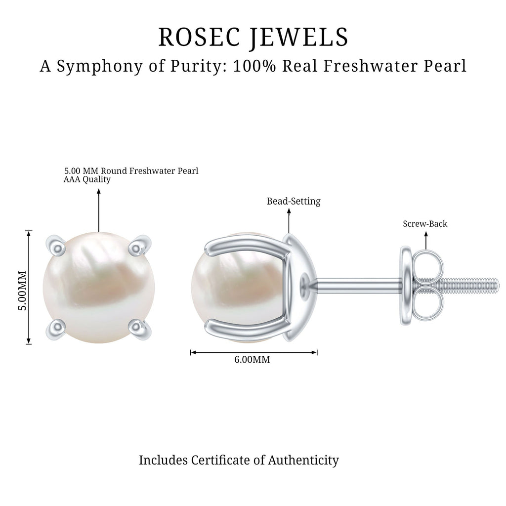 4 Carat Handpicked Freshwater Pearl Stud Earrings with Screw Back