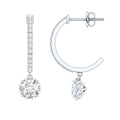 Sterling Silver Moissanite Hoop Drop Earrings for Women