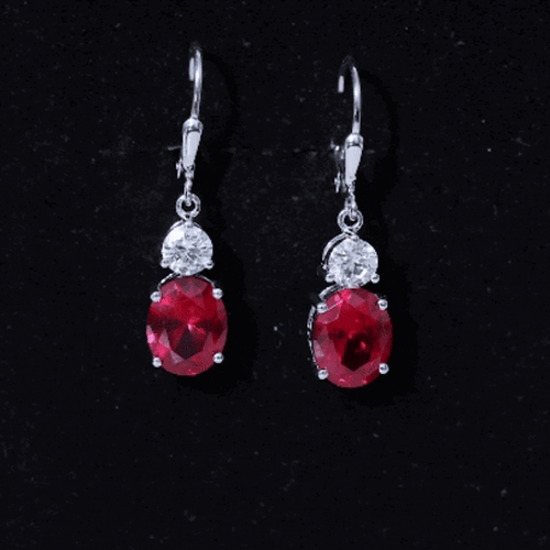 8 Carat Lab Created Ruby Drop Earrings with Certificate