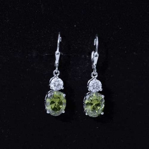8 Carat Lab Grown Green Sapphire Drop Hoop Earrings with Certificate