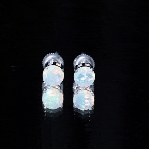 1.6 Carat Solitaire Ethiopian Opal Stud Earrings in Silver