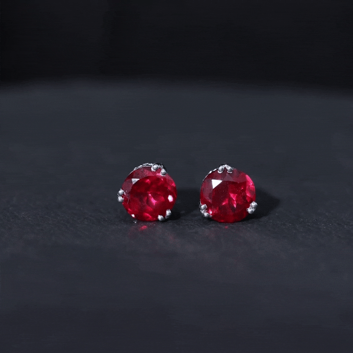 4.7 Carat Lab Grown Ruby Stud Earrings For Women