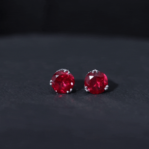 4.7 Carat Lab Grown Ruby Stud Earrings For Women