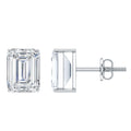 Certified 3.7 Carat Moissanite Emerald Cut Stud Earrings