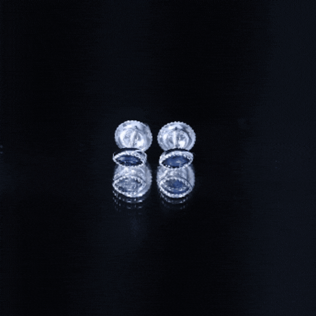 Pendientes de Zafiro Azul Natural de 0,3 Quilates con Corte Marquesa en Plata