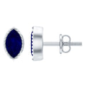 Pendientes de Zafiro Azul Natural de 0,3 Quilates con Corte Marquesa en Plata