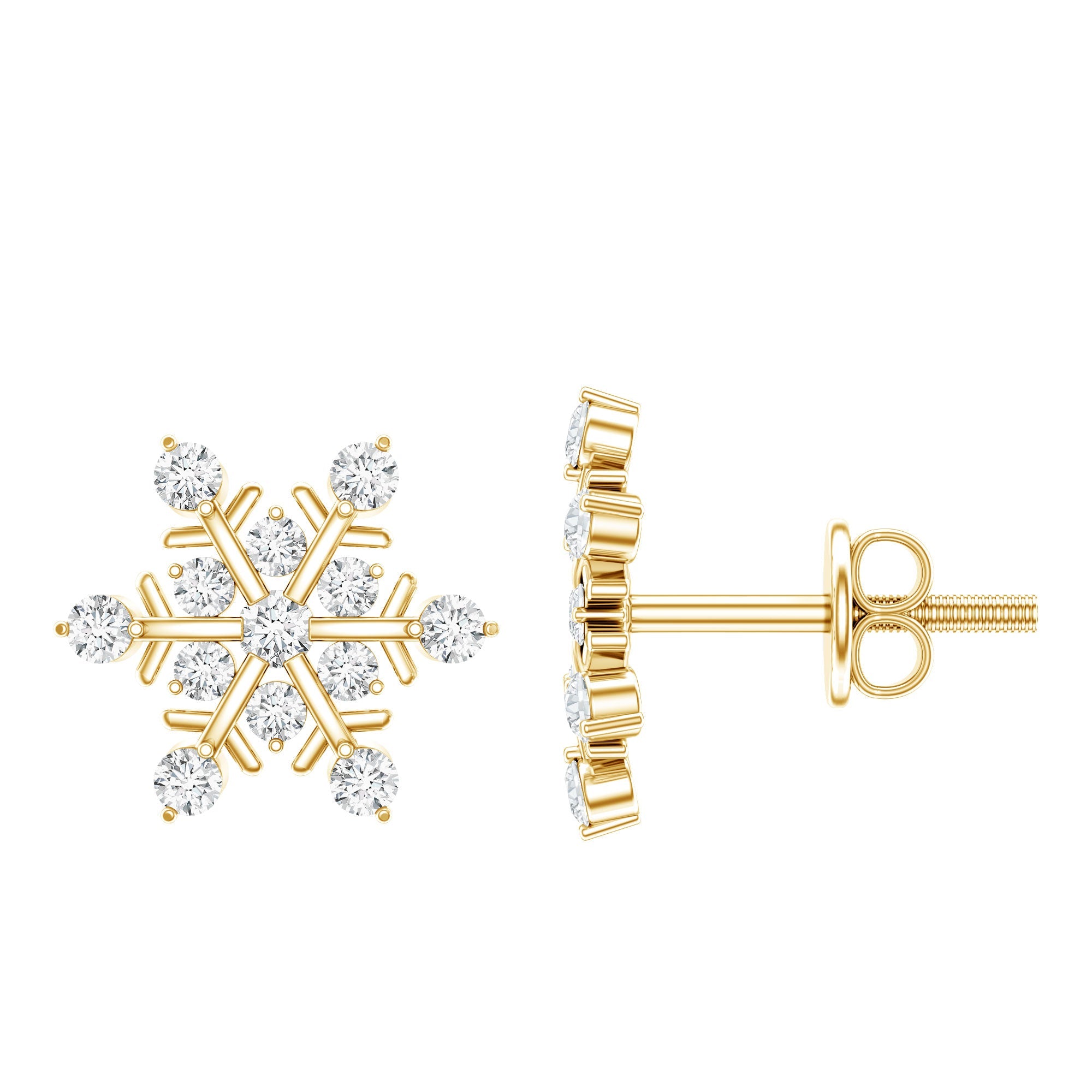 Lab Created Diamond Snowflake Stud Earrings With Screw Back