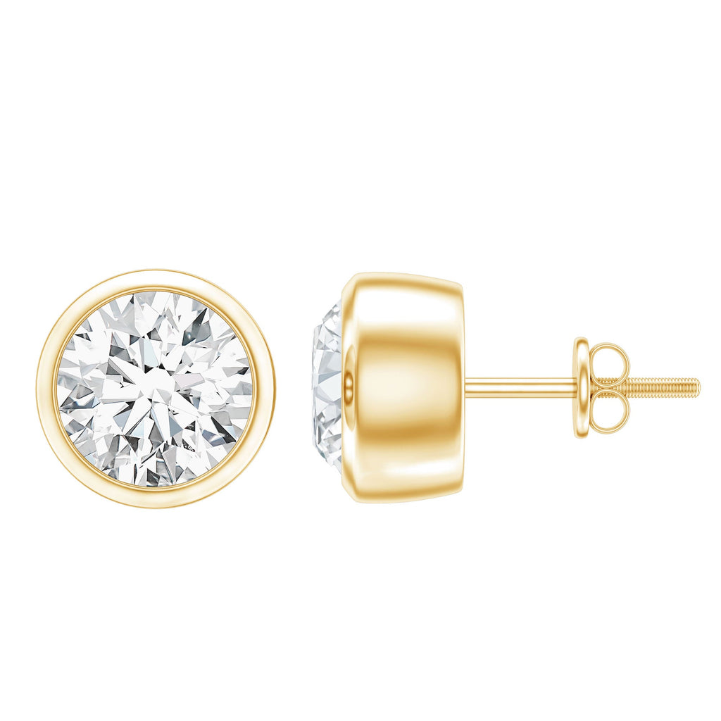 Bezel Set Lab Grown Diamond Solitaire Stud Earrings
