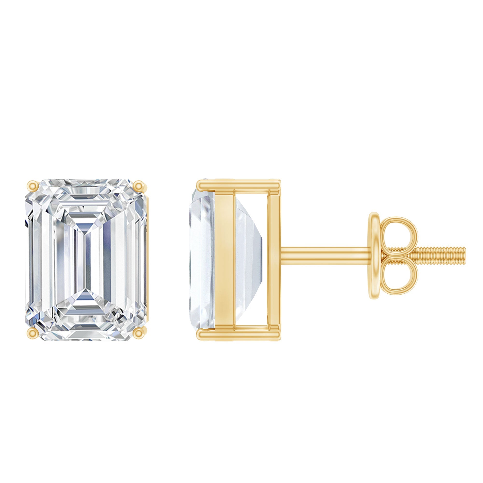 Emerald Cut Lab Created Diamond Stud Earrings