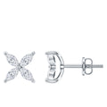 Certified Lab Grown Diamond Flower Earrings With Screw Back