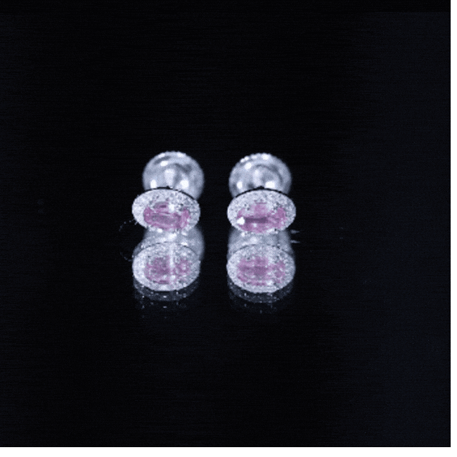 Natural Pink Sapphire Stud Earrings With Diamonds