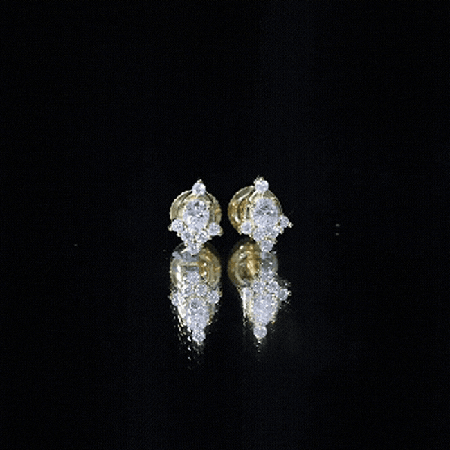 Certified Moissanite Stud Earrings in Yellow Gold Plated Silver