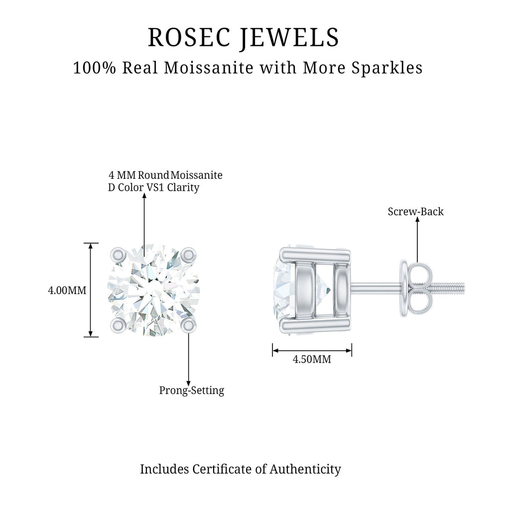Minimalist Sterling Silver Moissanite Stud Earrings