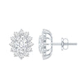 Certified Oval Shaped Moissanite Halo Stud Earrings in Silver