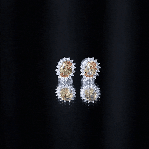 2 Carat Lab Grown Yellow Sapphire Stud Earrings with Halo