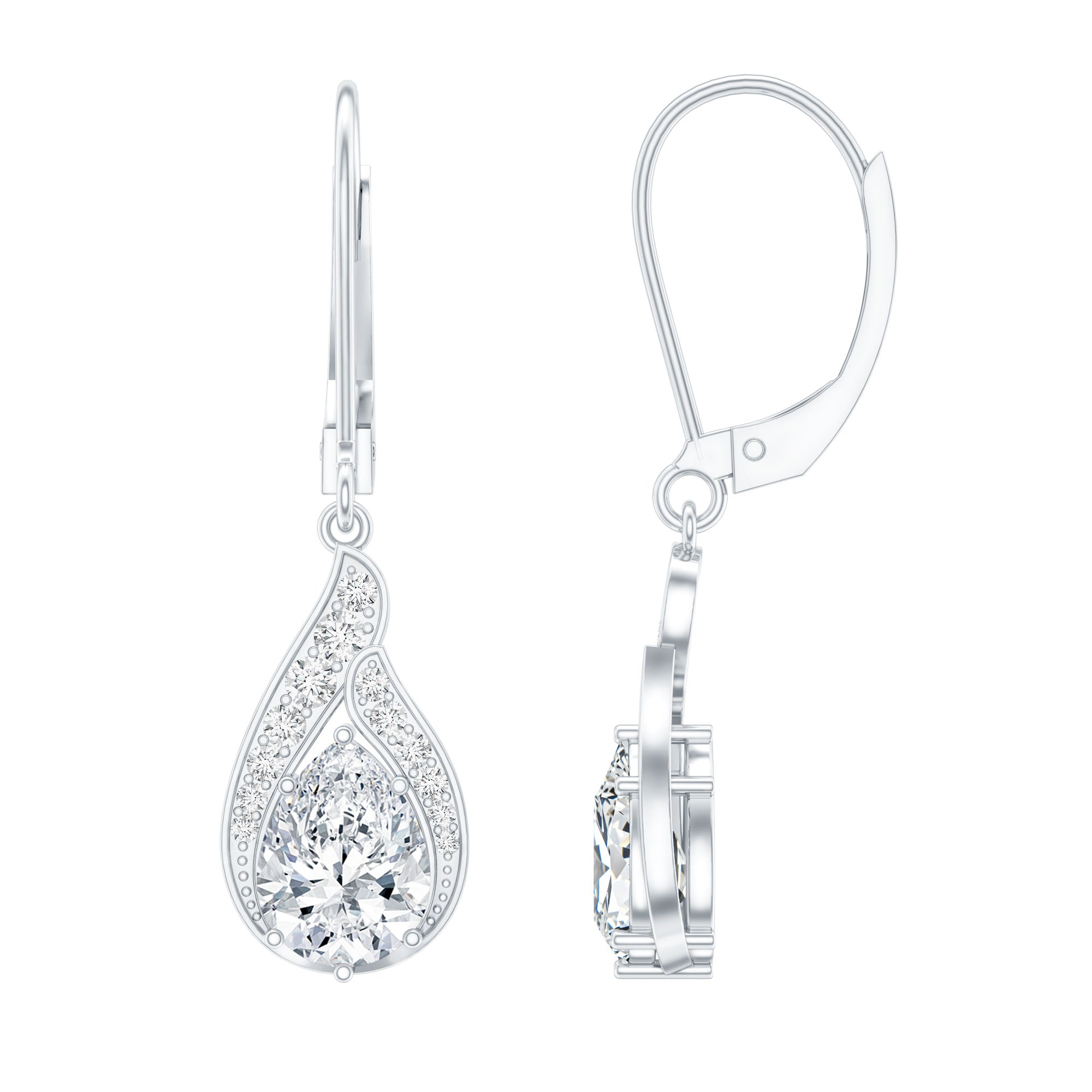 Certified Moissanite Teardrop Bridal Earrings with Leverback