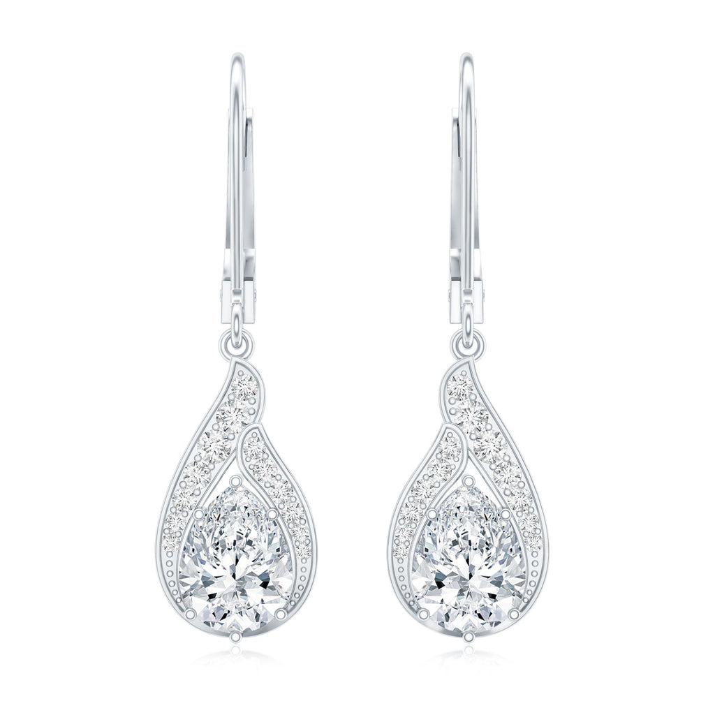 Certified Moissanite Teardrop Bridal Earrings with Leverback
