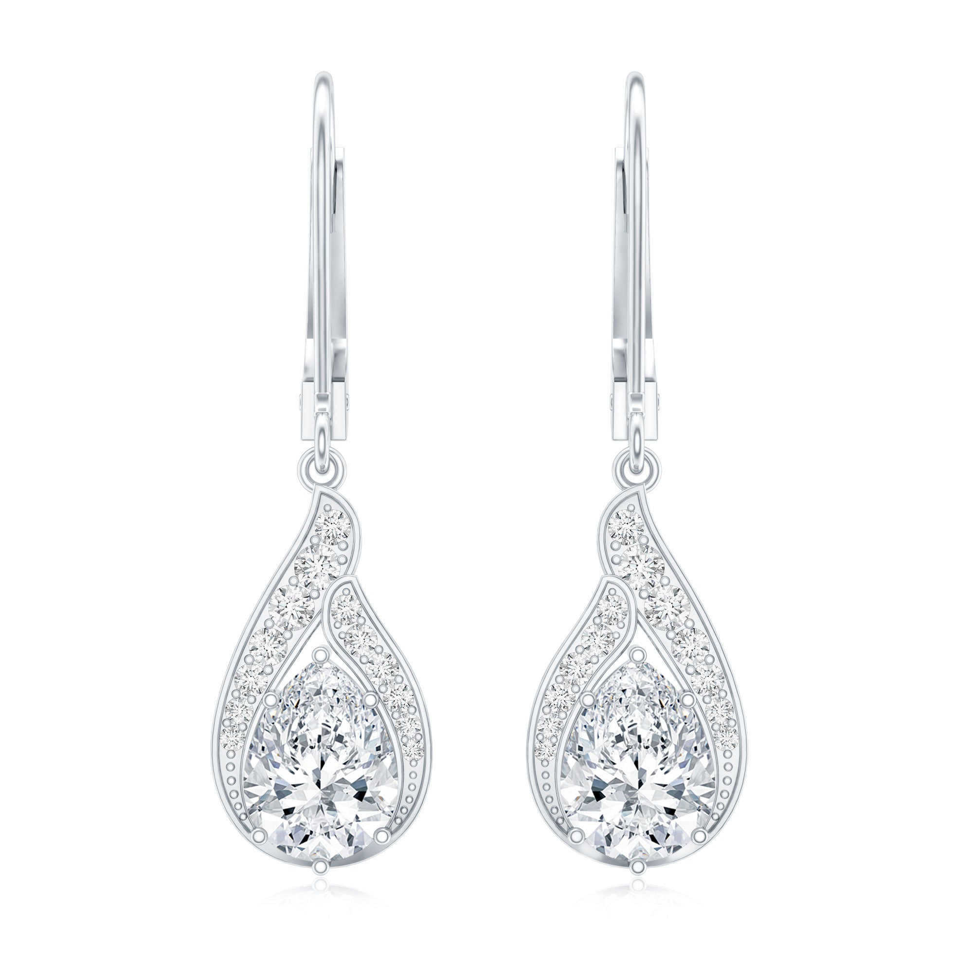 Certified Moissanite Teardrop Bridal Earrings with Leverback