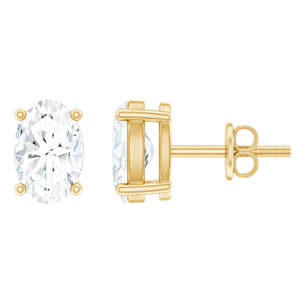 4X6 MM Oval Shaped Lab Grown Diamond Solitaire Stud Earrings
