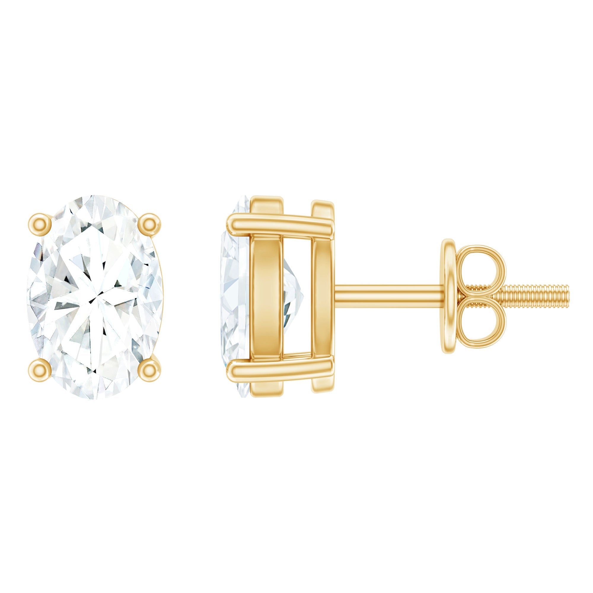 4X6 MM Oval Shaped Lab Grown Diamond Solitaire Stud Earrings