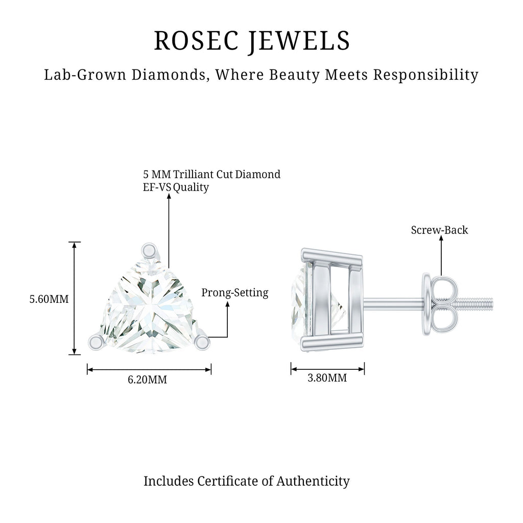 Trilliant Cut 5 MM Lab Grown Diamond Solitaire Stud Earrings