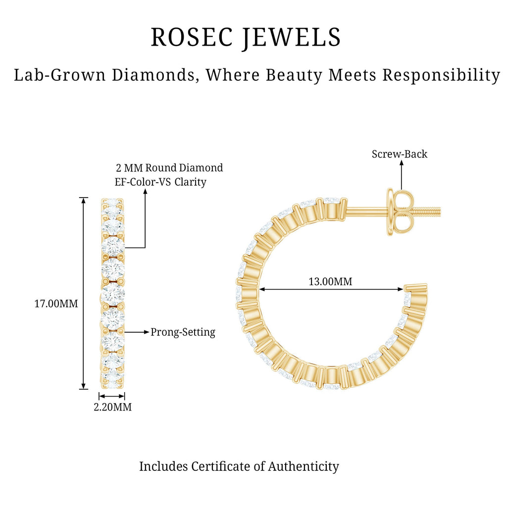 Lab Grown Diamond Hoop Earrings with Screw Back