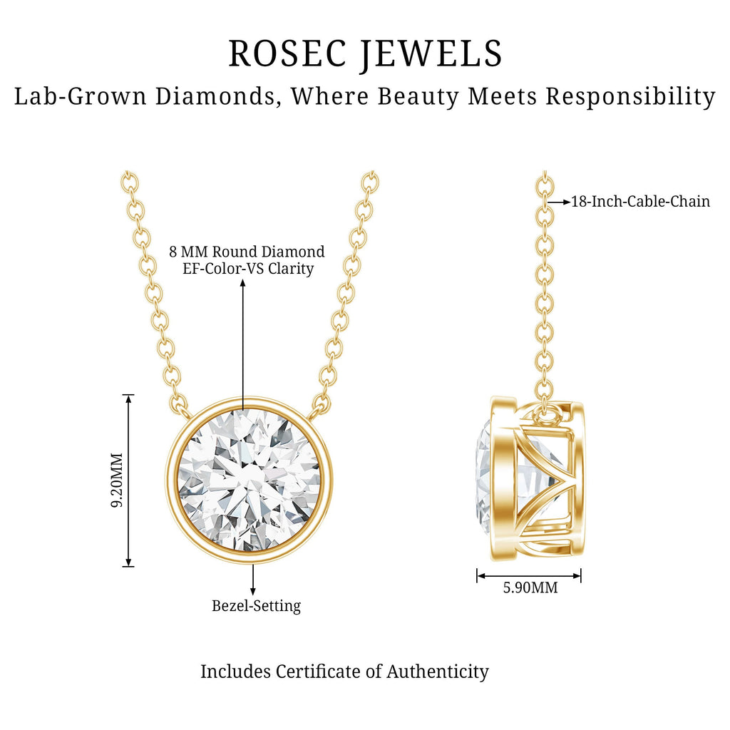 Bezel Set IGI Certified 2 Carat Lab Grown Diamond Solitaire Necklace