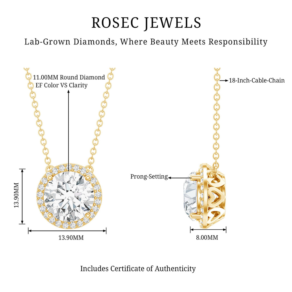 Full Lab Layout IGI Certified 5 Carat Lab Grown Diamond Wedding Necklace – U and You