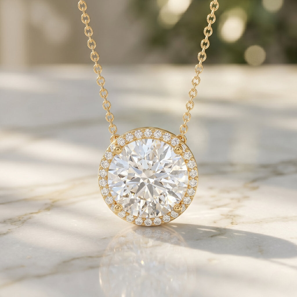 Full Lab Layout IGI Certified 5 Carat Lab Grown Diamond Wedding Necklace – U and You