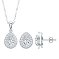 Sterling Silver Moissanite Teardrop Necklace and Earrings Set
