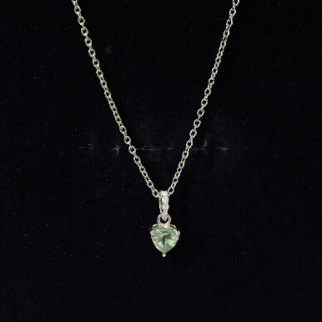 Natural 05 CT Heart Shape Peridot Diamond Pendant Necklace with Chain
