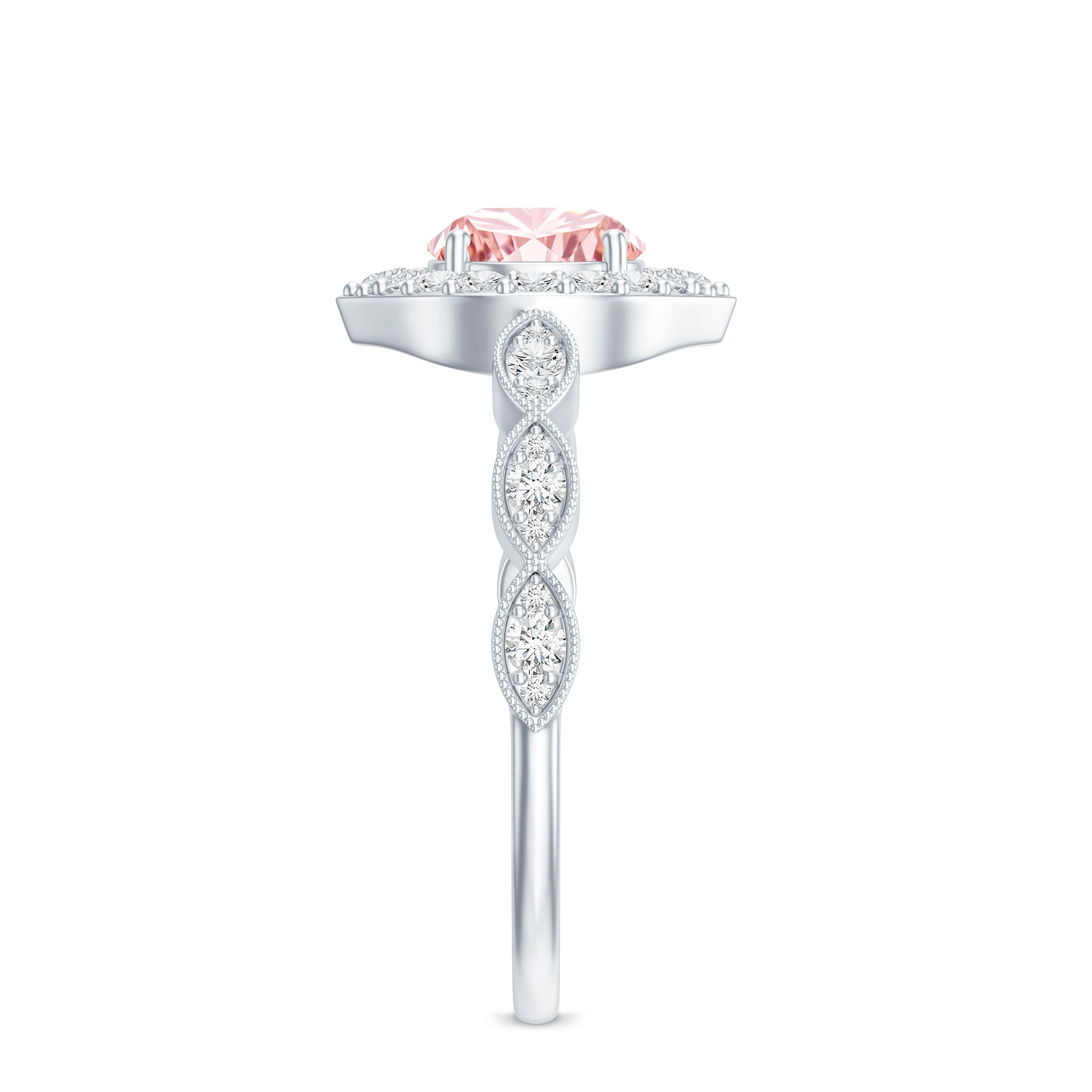 IGI Certified Lab Grown Pink White Diamond Designer Engagement Ring