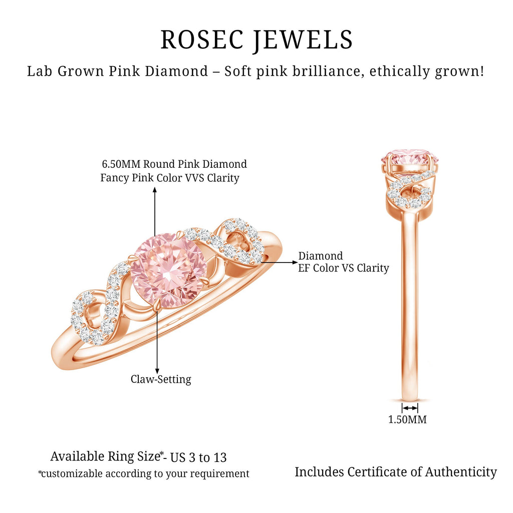 IGI Certified Lab Grown Pink Diamond Infinity Engagement Ring