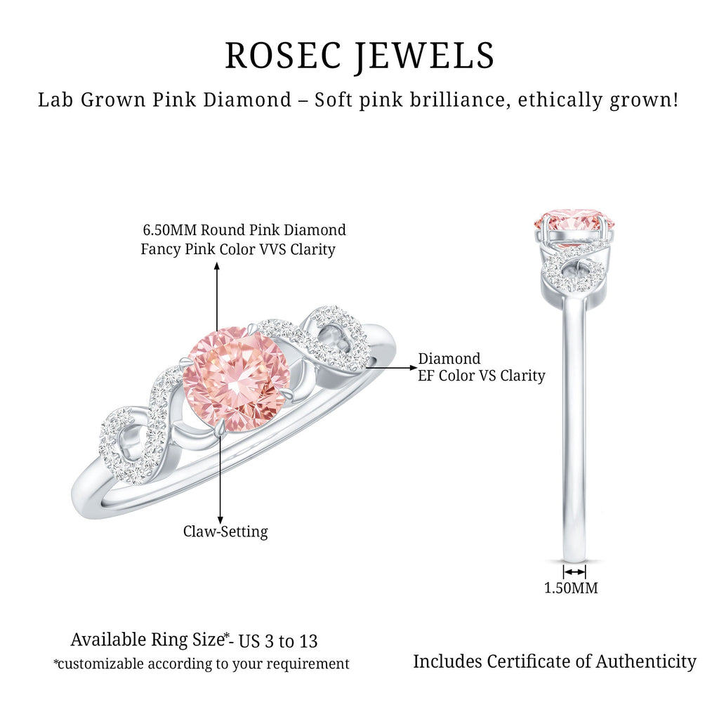 IGI Certified Lab Grown Pink Diamond Infinity Engagement Ring