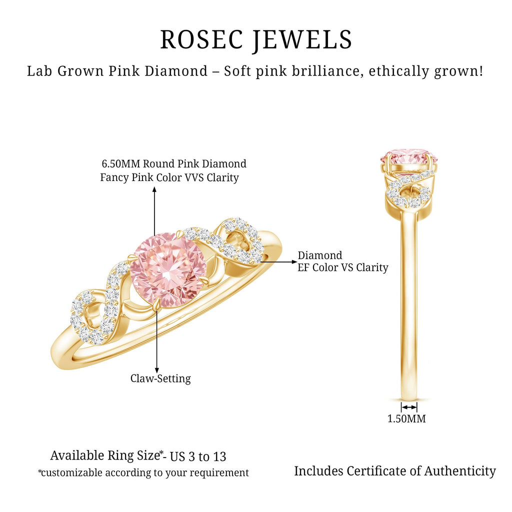 IGI Certified Lab Grown Pink Diamond Infinity Engagement Ring