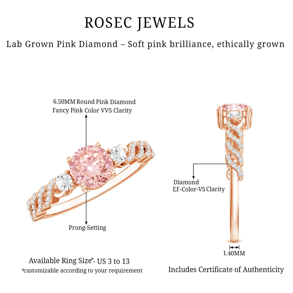 Lab Grown Fancy Pink Diamond Engagement Ring with IGI Certificate