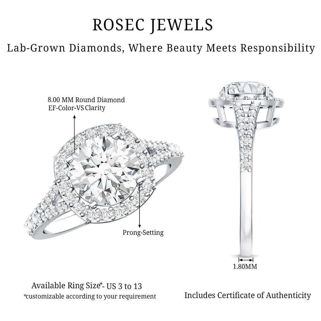 IGI Certified 2 Carat Round Lab Grown Diamond Statement Engagement Ring