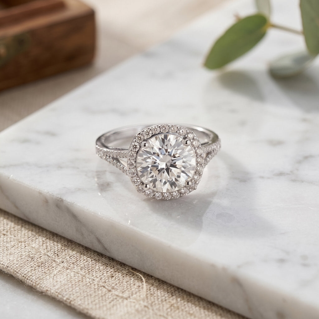 IGI Certified Lab Grown Diamond Statement Engagement Ring with Split Shank
