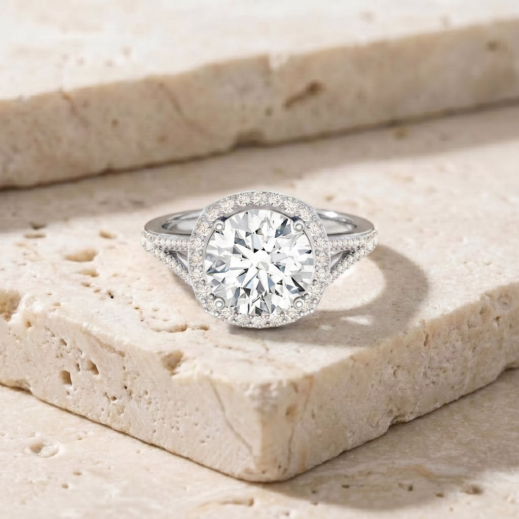 IGI Certified Lab Grown Diamond Statement Engagement Ring with Split Shank