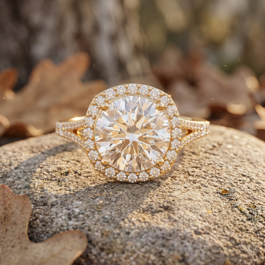 IGI Certified Lab Grown Diamond Statement Engagement Ring with Split Shank