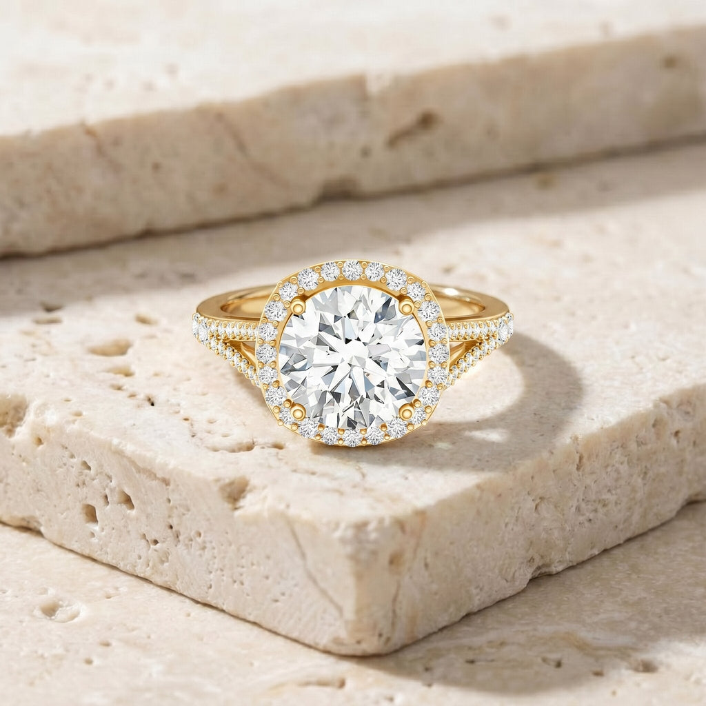 IGI Certified Lab Grown Diamond Statement Engagement Ring with Split Shank
