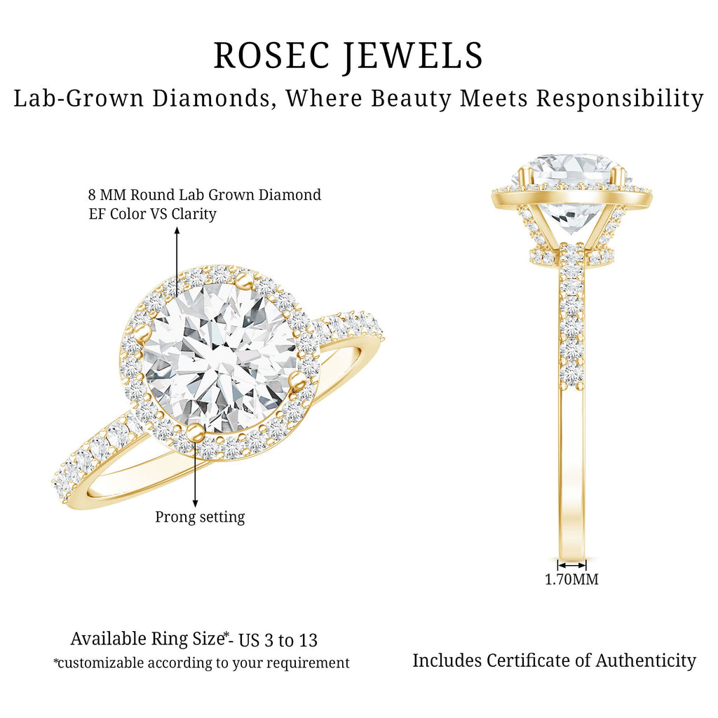 2 Carat Lab Grown Diamond Halo Engagement Ring with IGI Certificate