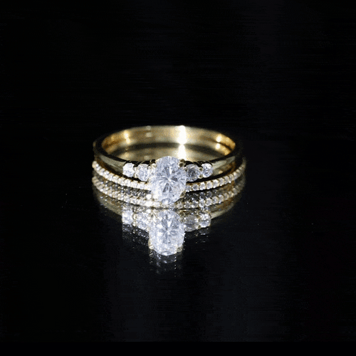 2 Carat Oval Shape Lab Diamond Bridal Ring Set with IGI Certificate