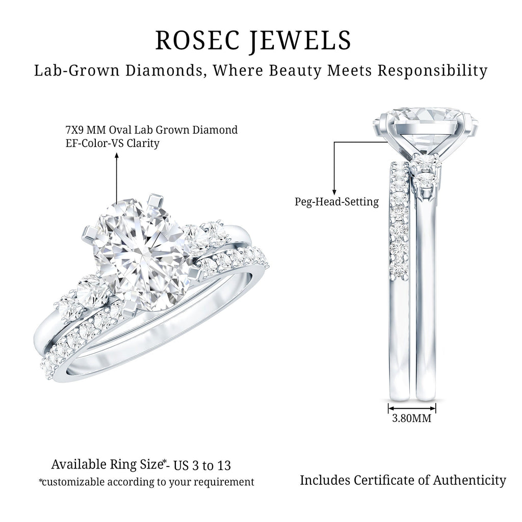 2 Carat Oval Shape Lab Diamond Bridal Ring Set with IGI Certificate